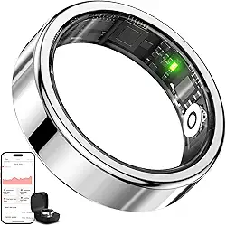 Monitor de saúde de anel inteligente, rastreador de frequência cardíaca e sono, anel fitness à prova d'água para mulheres/homens, assinatura gratuita, resistente a arranhões e rastreador de atividades