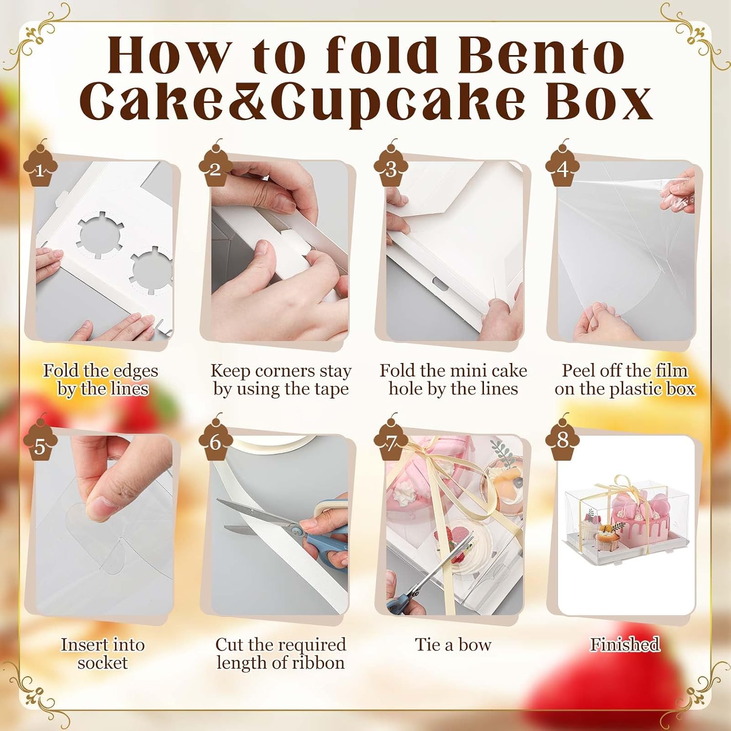 Sayglossy 6 Pack 1+2 Bento Cake Boxes Bento Cakes and Cupcakes Combo Clear Box Fit 2 Cupcakes and 1 Mini Cake for Mothers Day Wedding Birthday Party Treats Donuts Muffins Bakery Supplies (White)