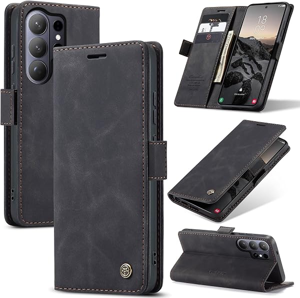 for Samsung Galaxy S26 Ultra Case, Wallet Case Flip Leather with Card Holder Magnetic Closure Shockproof Kickstand Protective Phone Cases Cover for Galaxy S26 Ultra, Black - 1