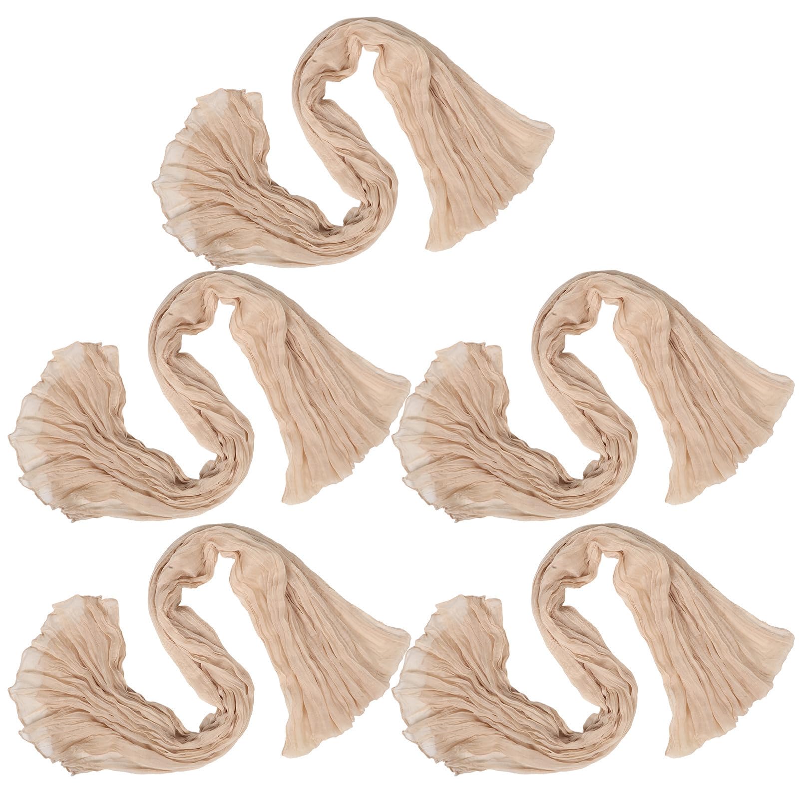 MAGICLULU 5 Piezas Camino de Mesa de Gasa Plisada, Camino de Mesa Bohemio, 90x300cm, Poliéster, Beige, Suave y Cómodo, para Bodas y Comedores