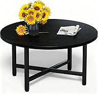 Vista 1 de Coffee Table, 23.6" Small Coffee Tables, Black Round Coffee Tables for Living Room, Floor Table for Sitting on The Floor, Center Coffee Table with