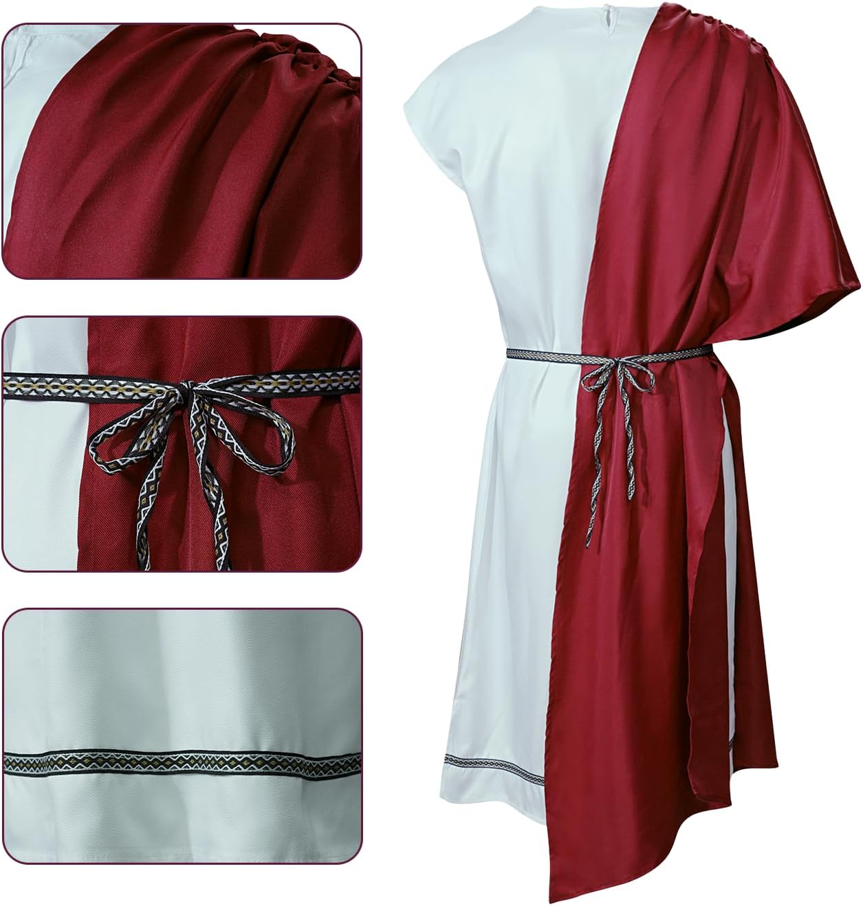 Toga Costume Men-Greek God Costume Men Halloween Robe Cosplay Accessories Set (Large) - Image 4