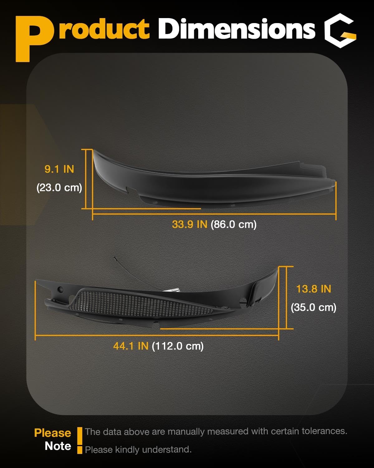 Wiper Cowl Grille, Compatible with 1996-2017 Chevy Express/GMC Savana 1500 2500 3500, Windshield Wiper Cover Panel Grille, Left Driver & Right Passenger Side Front Cowling, Replace#25826329 25826330