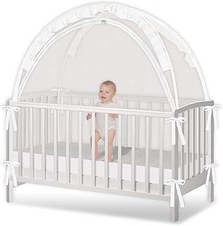 Crib Tent - Crib Net to Keep Baby in, Stop Baby from Climbing Out of Crib, Pop Up Baby Crib Tent with Durable Breathable Net Double Zipper Strong Rods Installation Convenience