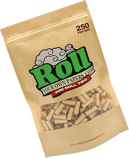 250 Tips Natural Unbleached Pre-Rolled Filter Tips, Ø6.5mm - Bag of 250 Tips