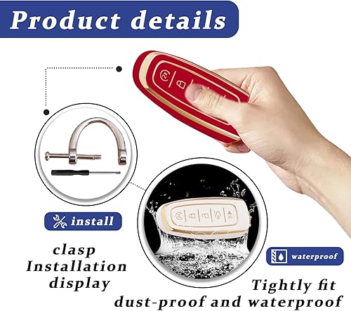 Miniatura 5 de Compatible con funda para llavero Ford con cordón para llavero, carcasa de TPU suave de repuesto para Ford C-Max Edge Escape Expedition Explorer