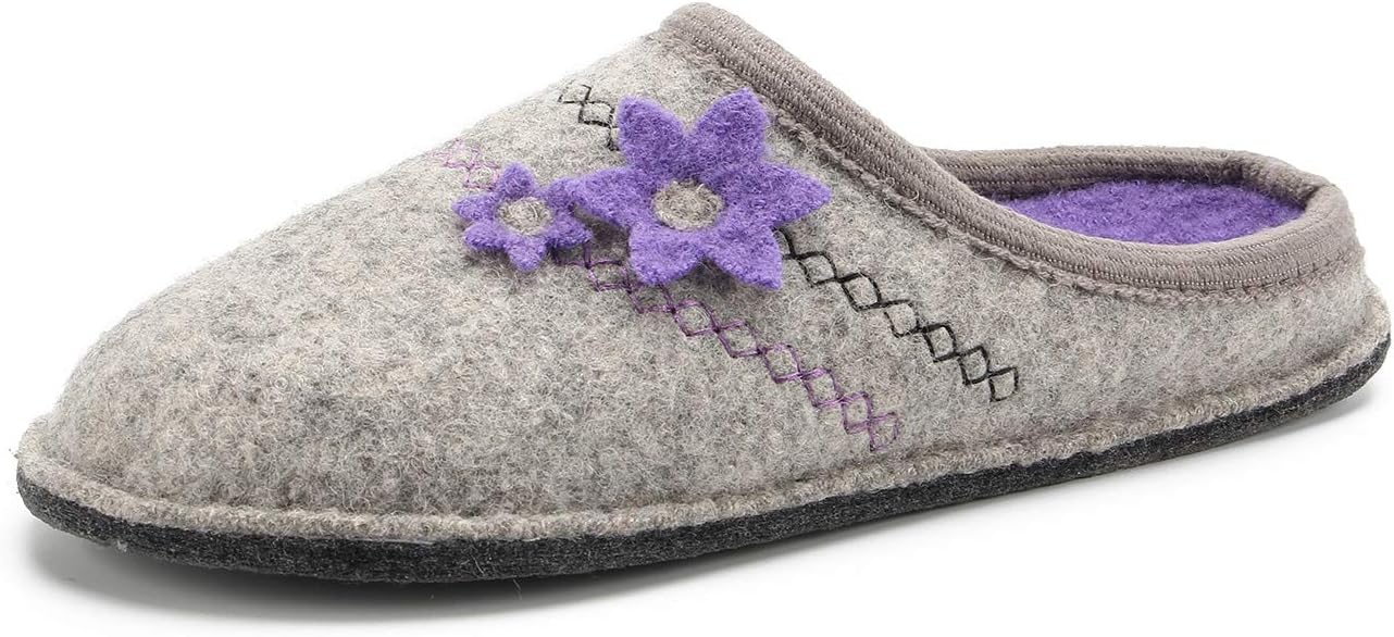 LE KAPMOZ Women's Boiled Wool House Slippers Breathable Sweat Free Clog Slip on Mule Indoor/Outdoor Slipper