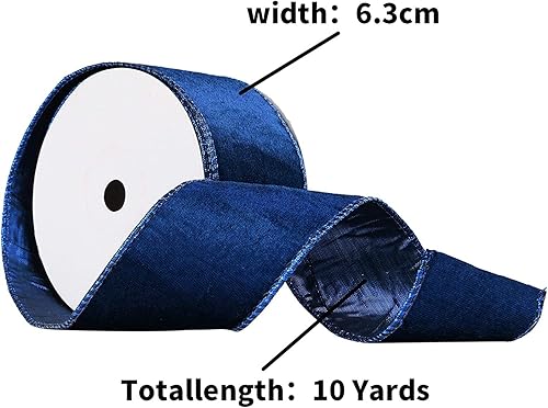 Miniatura 2 de Cinta de terciopelo de Navidad de 2.5 pulgadas x 10 yardas, cinta con alambre de 2.5 pulgadas de ancho para decoración de manualidades de Navidad,