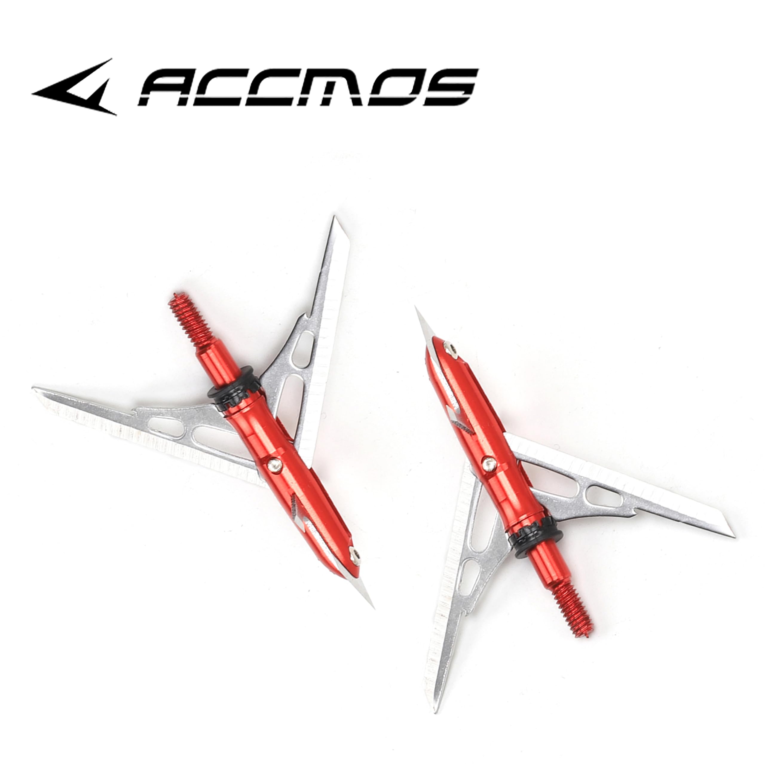ACCMOS 6/12 Pezzi Freccia Broadhead Punte di Freccia da Caccia 100 Grani per Arco Compound Arco Ricurvo Tiro a Segno Caccia Accessori per Frecce (12 PCS)