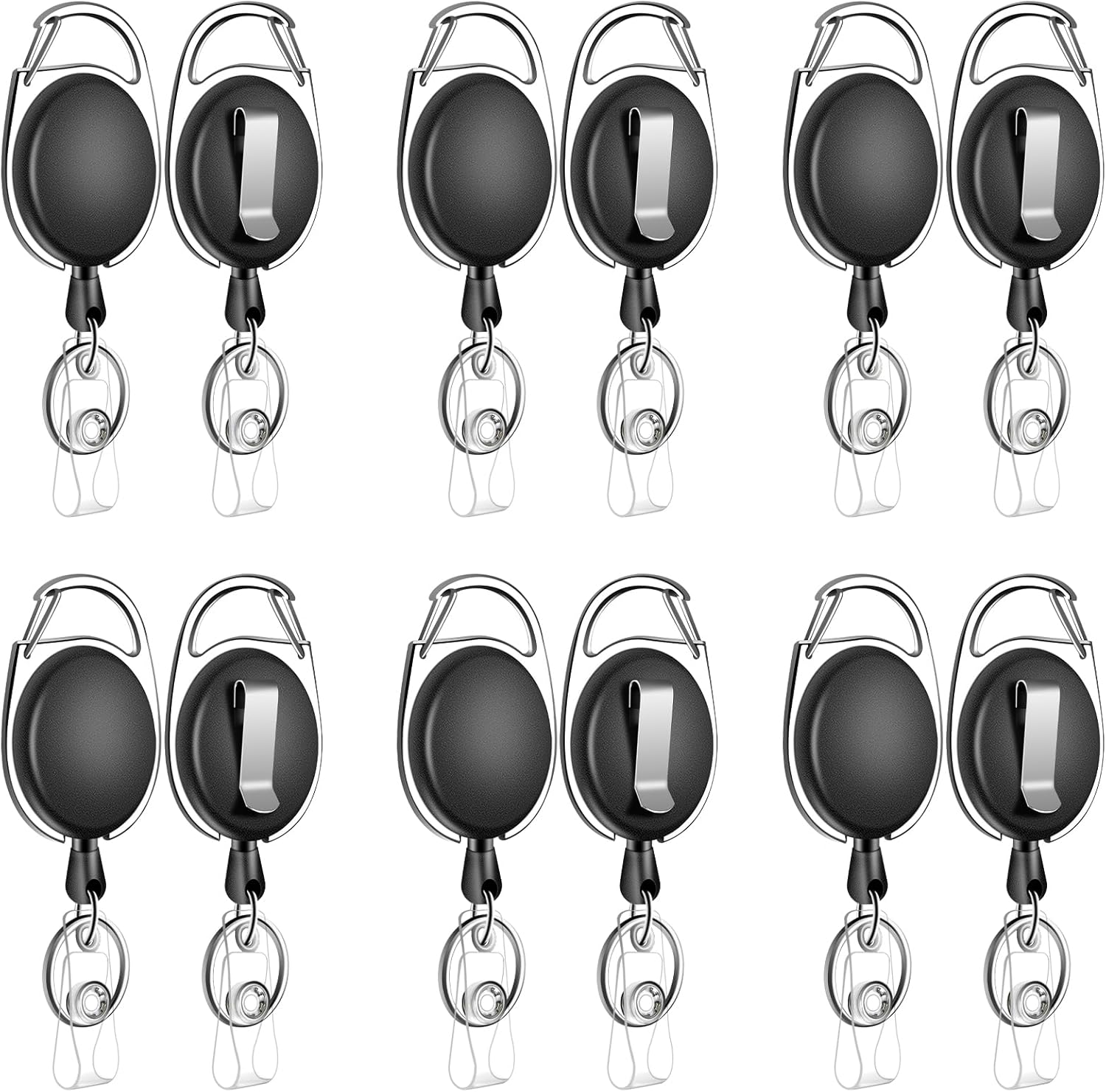 6 Pack Retractable ID Badge Holder Badge Reel with