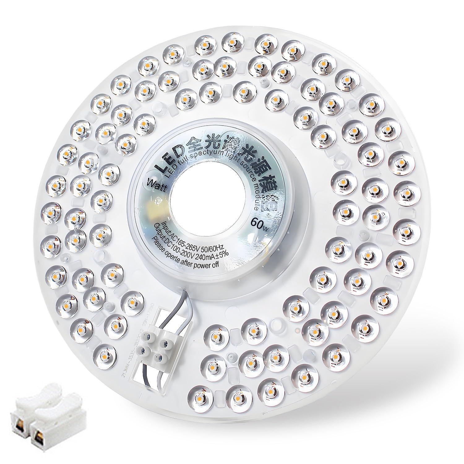 ADZJOY LED Panel Light Ceiling Lights LED Module 220V Ceiling Fan LED Light Kit 20W 40W 60W 100W Round Replacement LED Panel Board(60W Cold White)