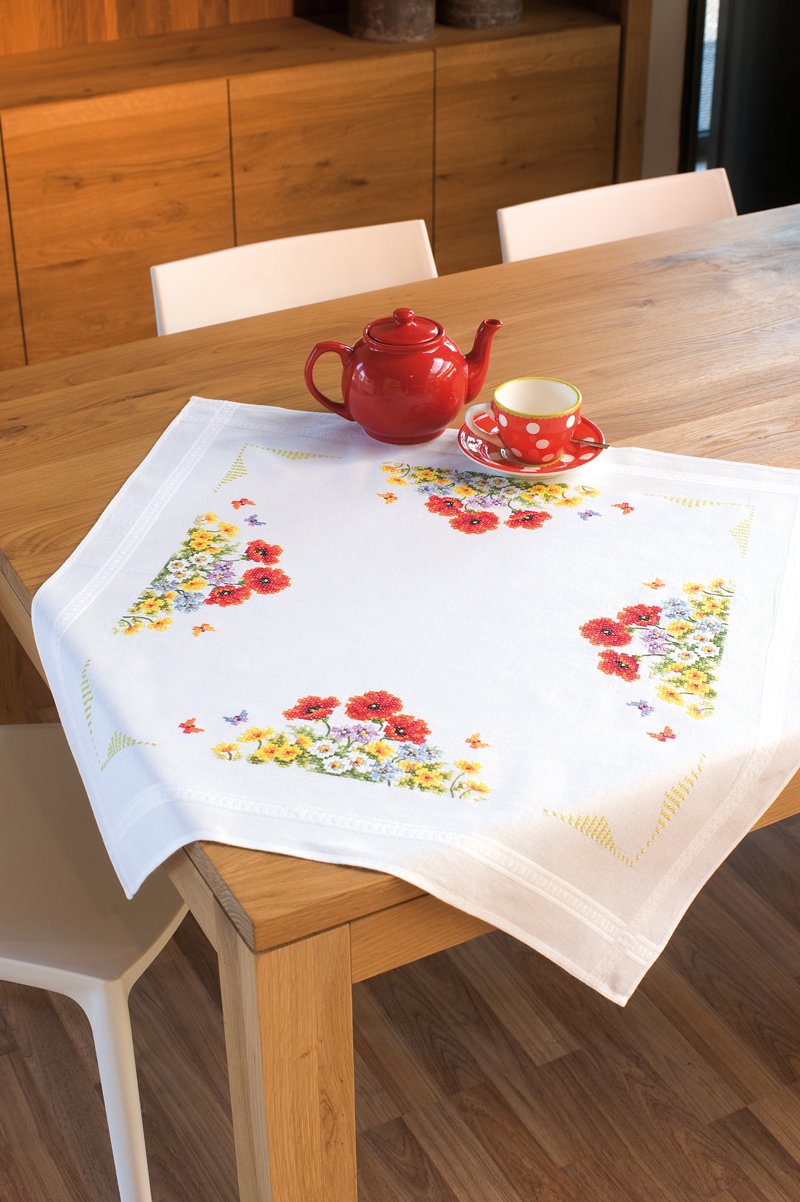 Vervaco "Wild Flowers Tablecloth Embroidery, 100 Percent Cotton, Multi-Colour