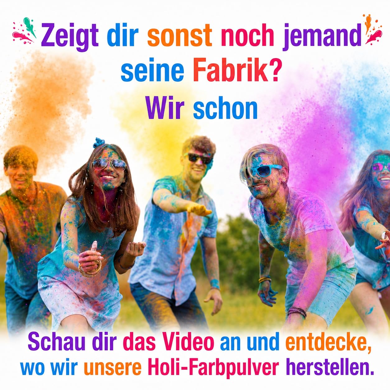 Holi Pulver 8 Beutel à 500 g – 8 Farben – 4 kg Set – Holi Farben Pulver für Festivals, Partys & Events