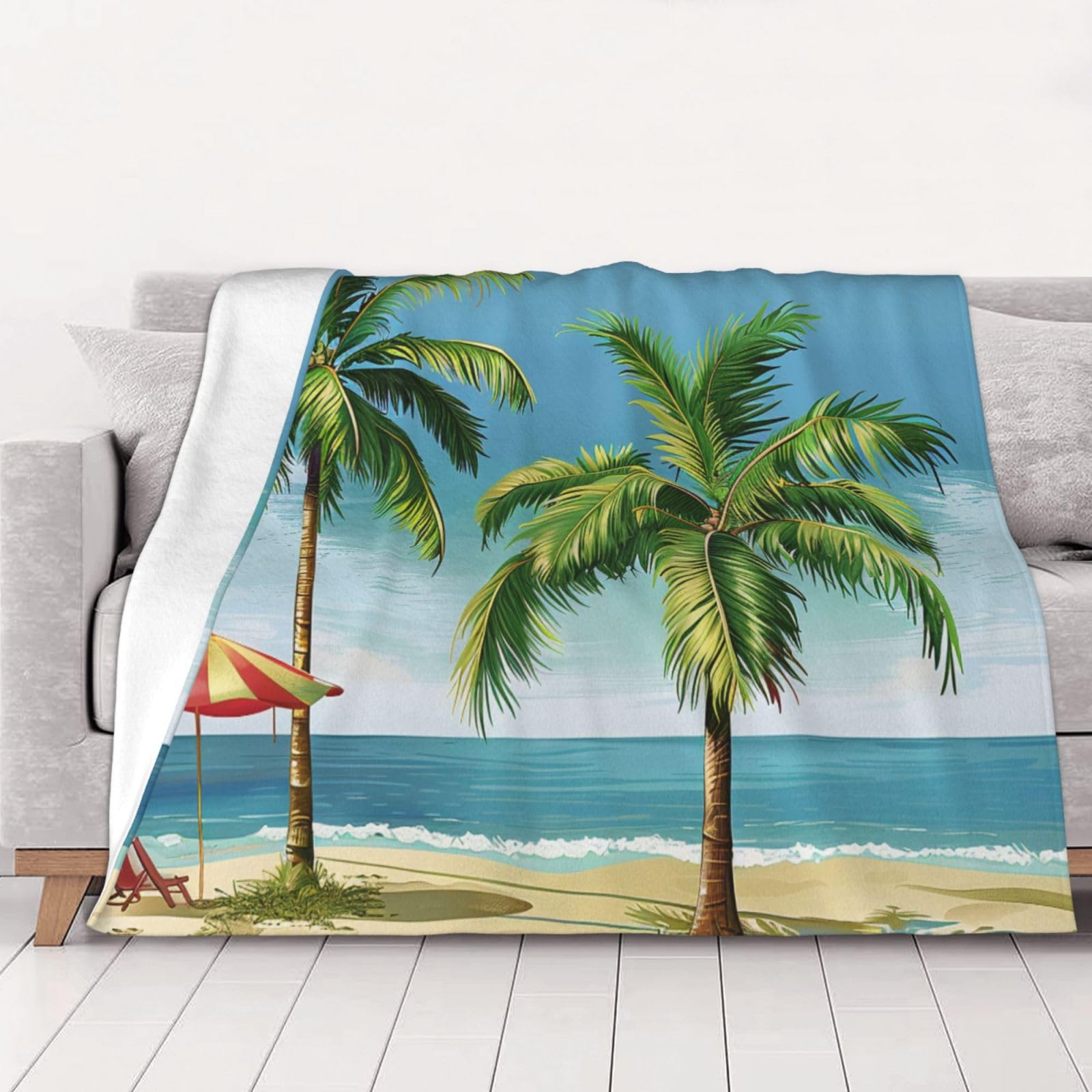 AUBKFELD Tropical Palm Tree Printed Flannel Blanket 200x150 CM, Soft & Warm Throw Blanket for Sofa/Couch/Bed/Car, Gifts for Audlts Women Men