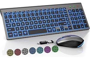 Backlit RGB Rechargeable Wireless Keyboard and Mouse Combo