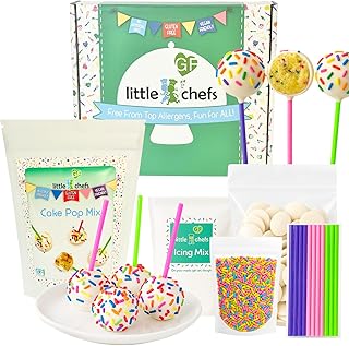 Little GF Chefs DIY Cake Pop Baking Kit for Kids | Gluten Free Confetti Cake Pops Baking Supplies Gift Set with Vanilla & Frosting Mix Ingredients Step-by-Step Instructions Dessert Kids Birthday Party