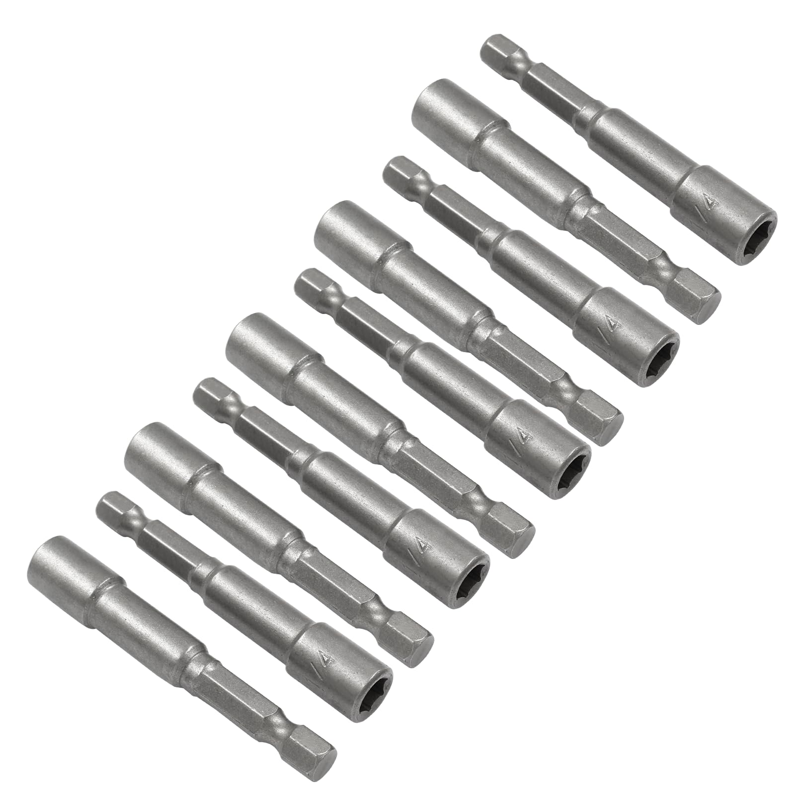 10 Pcs 1/4 Inch/ 6mm Hex Nut Driver Magnetic Extension Socket Drill Bit Holder, Quick-Change Power Nut Driver Bit Set Hex Shank Drill Bit Holder for