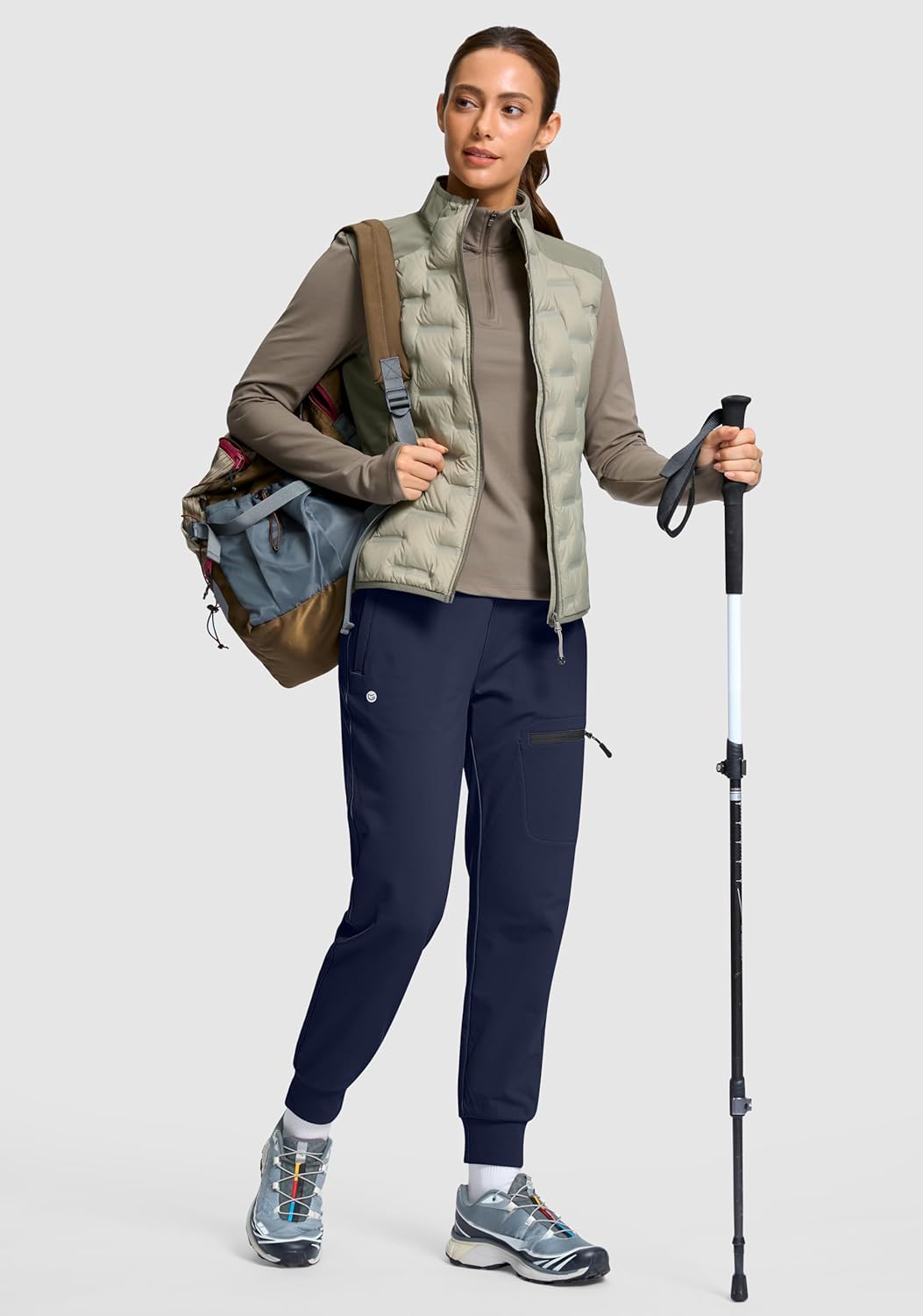 G Gradual Women's Fleece Lined Joggers Hiking Pants 4 Zipper Pockets High Waisted Water Resistant Winter Running Sweatpants - Image 6