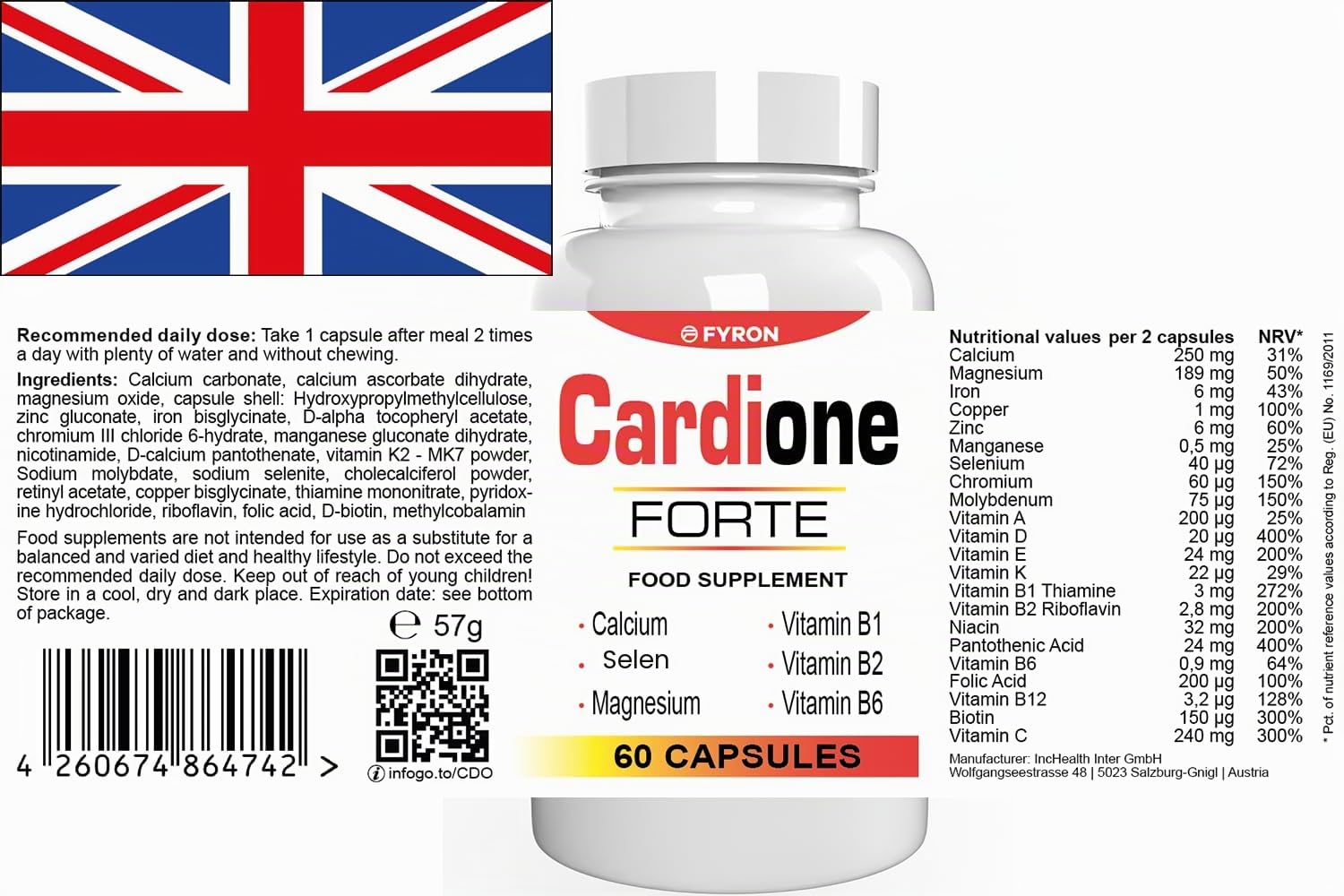 Cardione Forte - 180 Kapseln (3x60 Kapseln), 3er Pack
