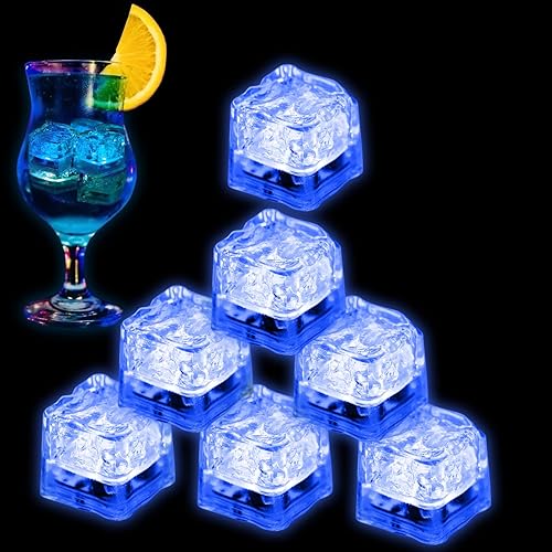 Miniatura 1 de Cubos de hielo iluminados para bebidas 96 cubos de hielo LED azules activados por líquido brillan en la oscuridad cubos de hielo impermeables para