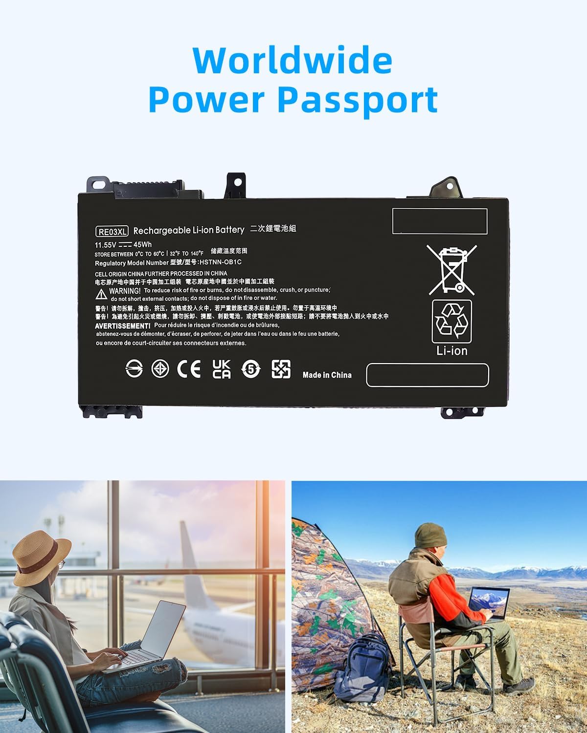 45Wh RE03XL L32656-005 Laptop Battery Compatible with HP ProBook 430 440 445 450 455R G6 430 440 445 450 G7 Series 45Wh HSTNN-OB1C L32407-AC1 HSTNN-UB7R L32407-2B1 L32407-541 High Performance