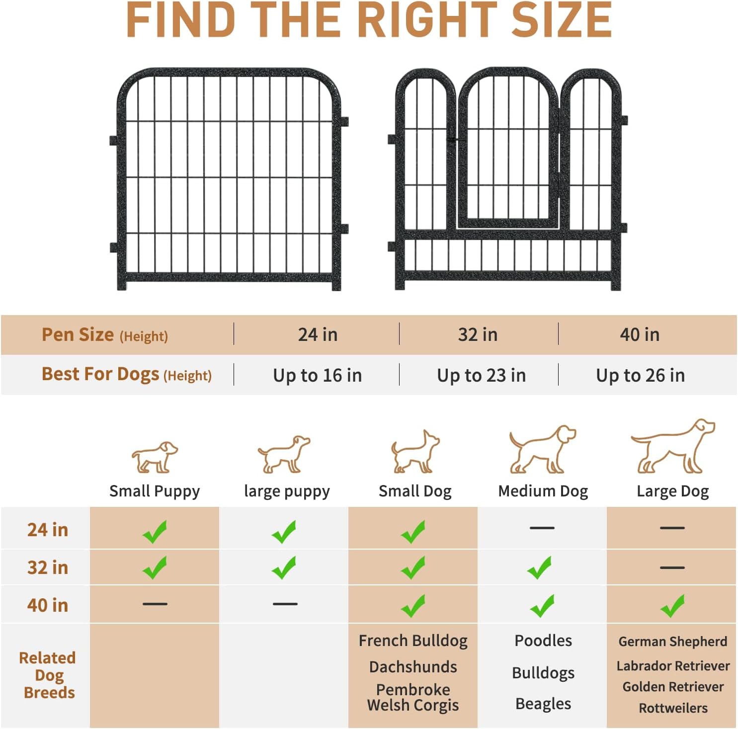 Metal Dog Playpen, 24 Inch Height 8 Panels, Ideal Dog Fence for Large/Medium/Small Dogs Indoor & Outdoor Bliss, Perfect Dog Pen for Camping, Yard, and RV | Black-Silver