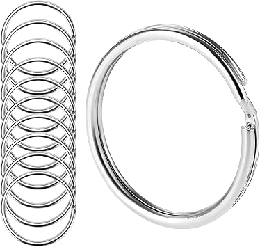 QWORK Key Ring, 100 Pack 1 Inch / 25mm Large Open Key Ring - Sturdy Key Chain Ring for Keychain and Crafts
