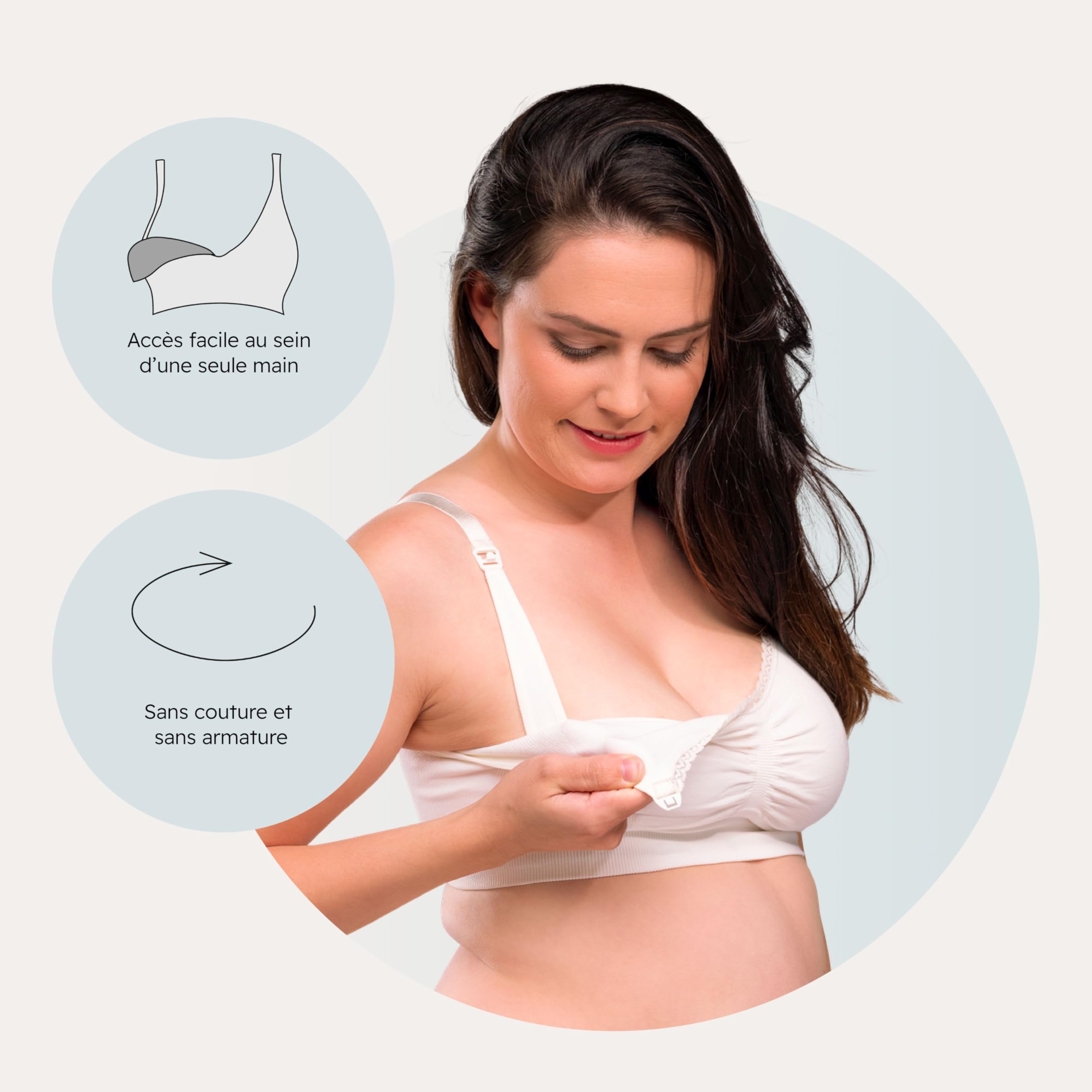 Carriwell Soutien-Gorge Bio de Grossesse et d’Allaitement sans Coutures Rembourré sans Armatures – Maintien et Mise en Forme optimaux, Respirant, Doux, avec Rallonge de Soutien-Gorge, Tailles S-XL