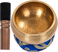 OUUTMEE 13cm Tibetan Singing Bowl, Handmade Original Sound Singing Bowl Set with Mallet and Cushion, Large