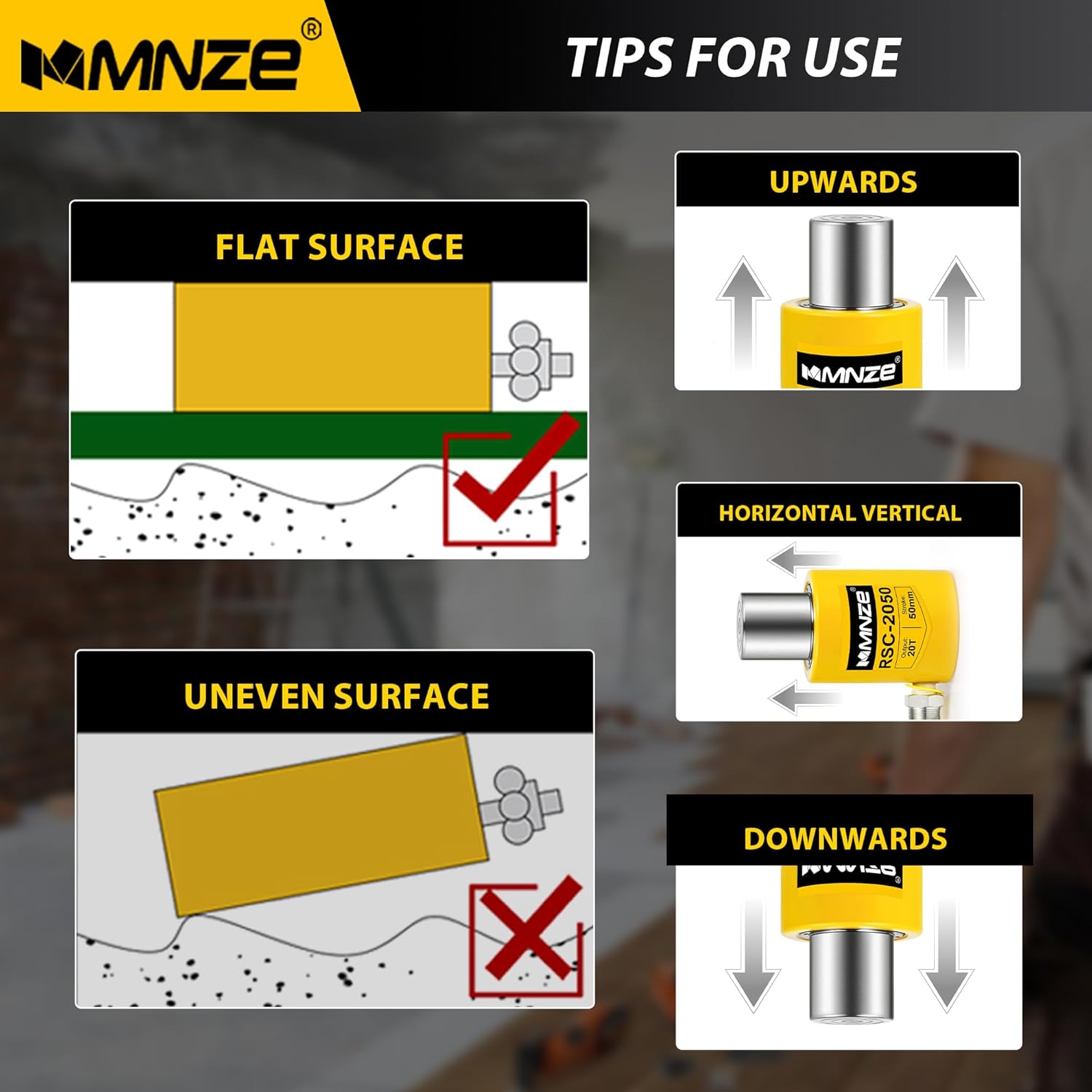 20T 50mm/2" Stroke Hydraulic Cylinder Jack Porta Power Ram Jack Single Acting Lifting Cylinder Retract Automatically for Machinery Ship Bridge Construction