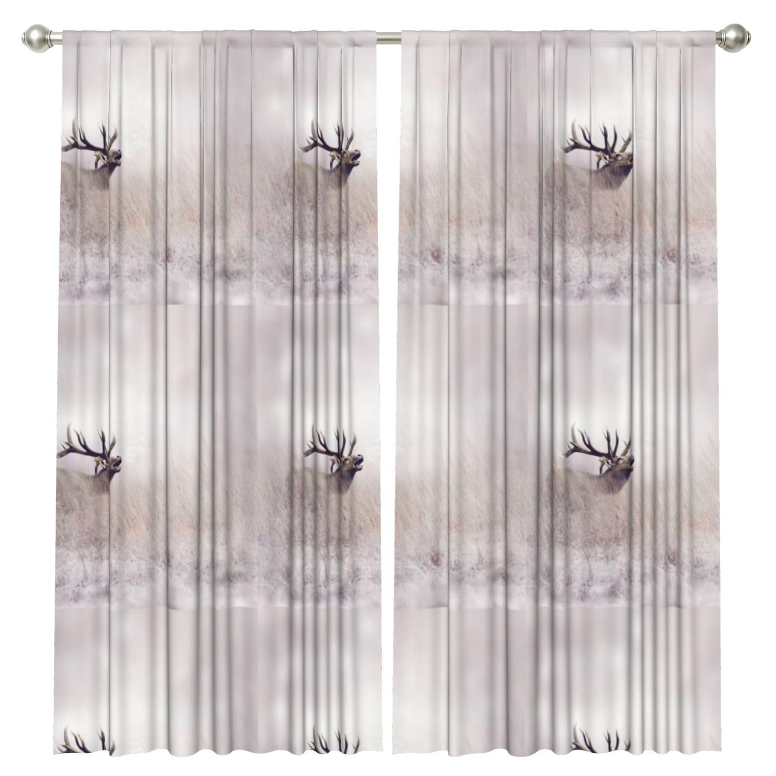 InOmak Wild Deer Print, 2 Panels Window Curtains 52 x 84 Inch Blackout Curtains for Living Room Bedroom