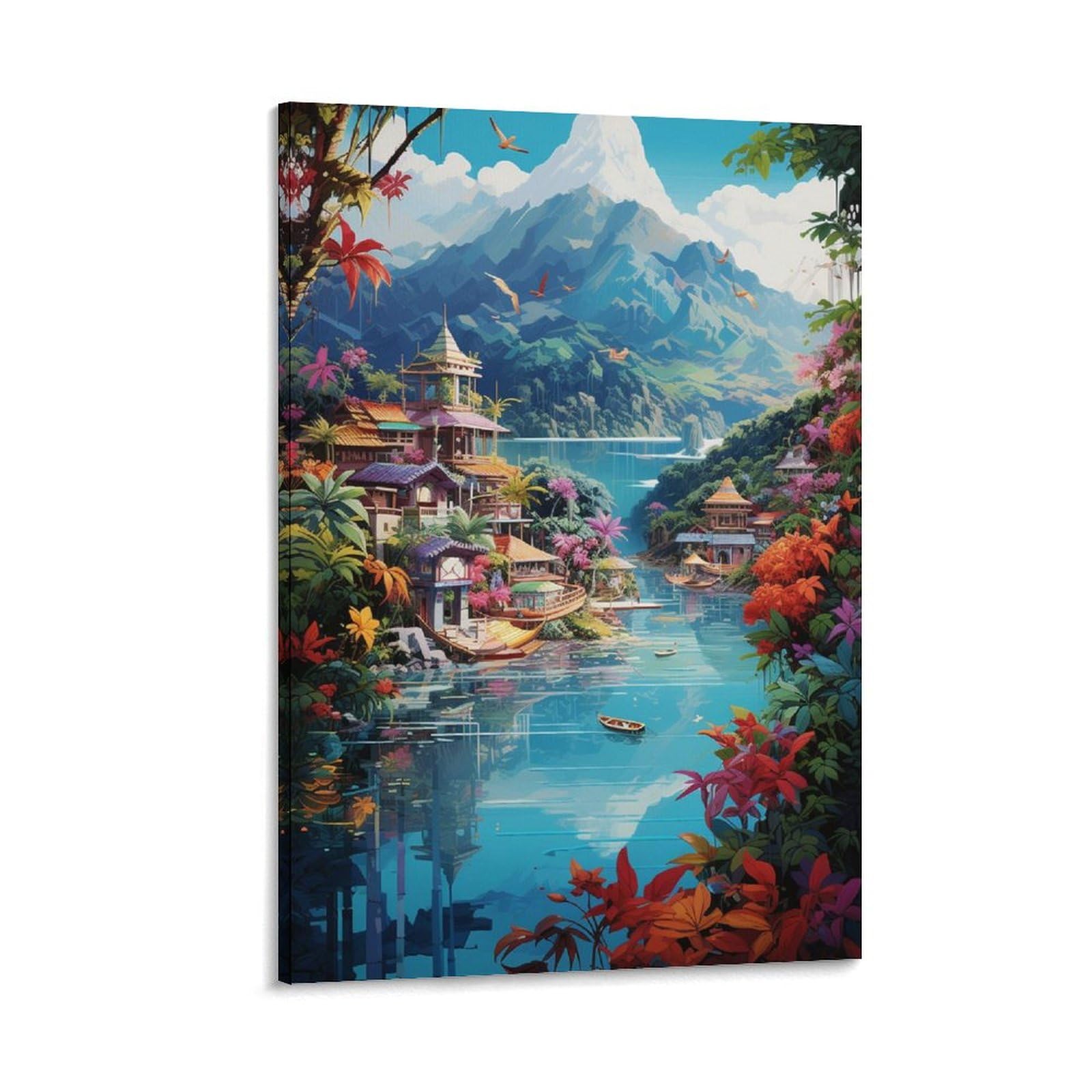 Tableau impression sur toile baie de vacances de 40x60 cm pour decoration murale