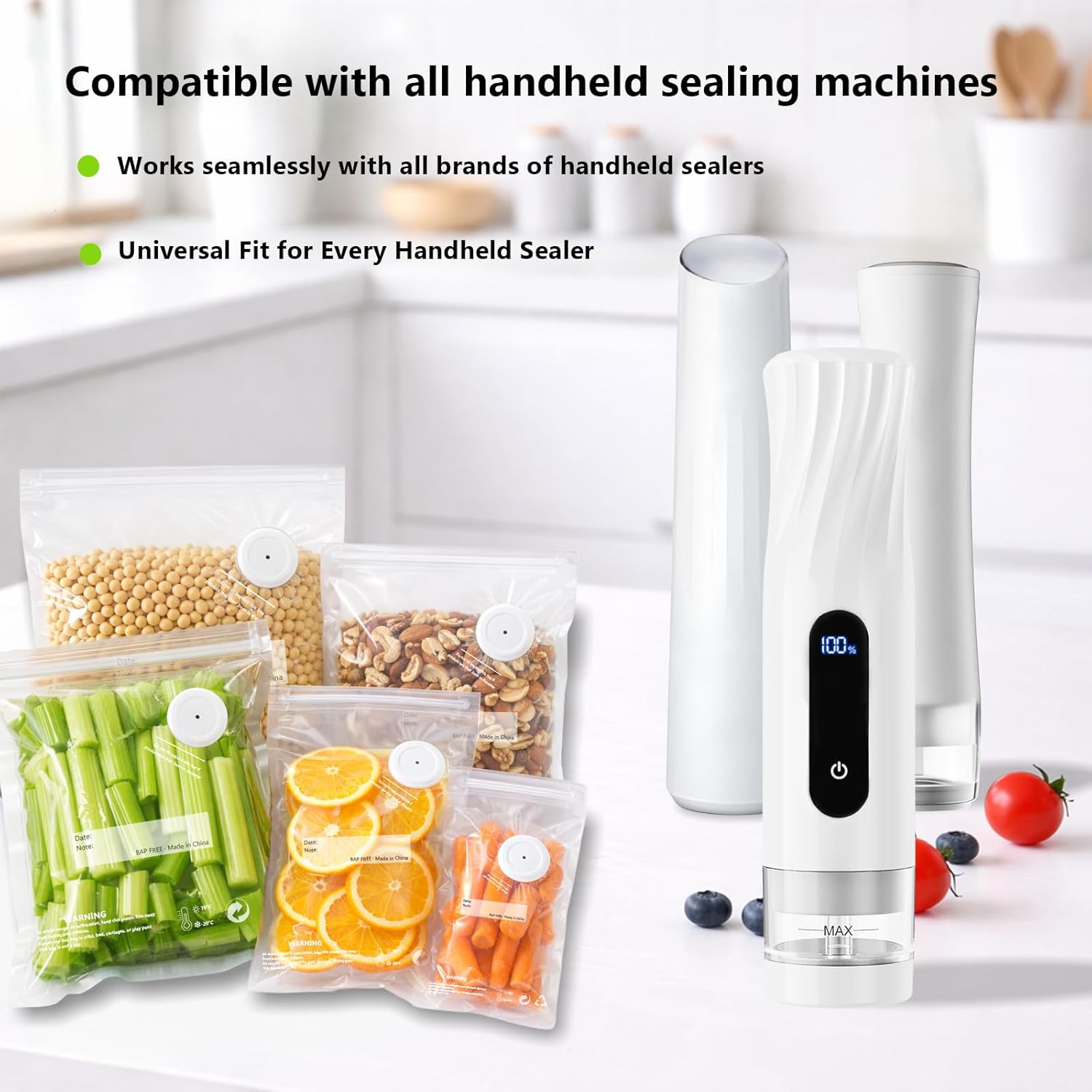 Reusable Vacuum Sealer Bags for Food – 30 Pack 11.8 * 13.4 Inches, Leak-Proof & BPA-Free, Includes 3 Free Bag Clips, Ideal for Food Storage, Freezer & Handheld Vacuum Sealer Compatible