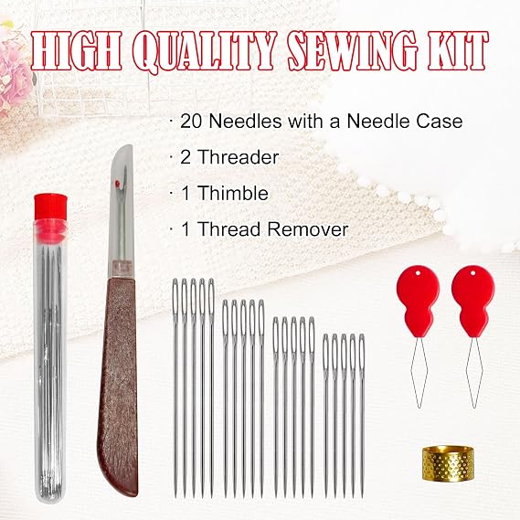 Sewing Kit Basic,Thread Kit with Sewing Supplies and Accessories for Adults,Beginner,Home,Travel,Emergency Including Sewing Thread,Needles,Needle Threader and More