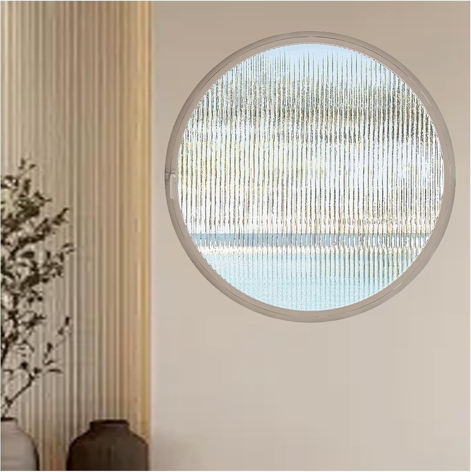 Round Rotating Glass Windows - 360° Rotatable Ventilation Windows Aluminum Alloy Replacement Rotation Windows Rotating Porthole Window For Bathroom, Bedroom, Living Room(White-hong,40cm/15.7in)