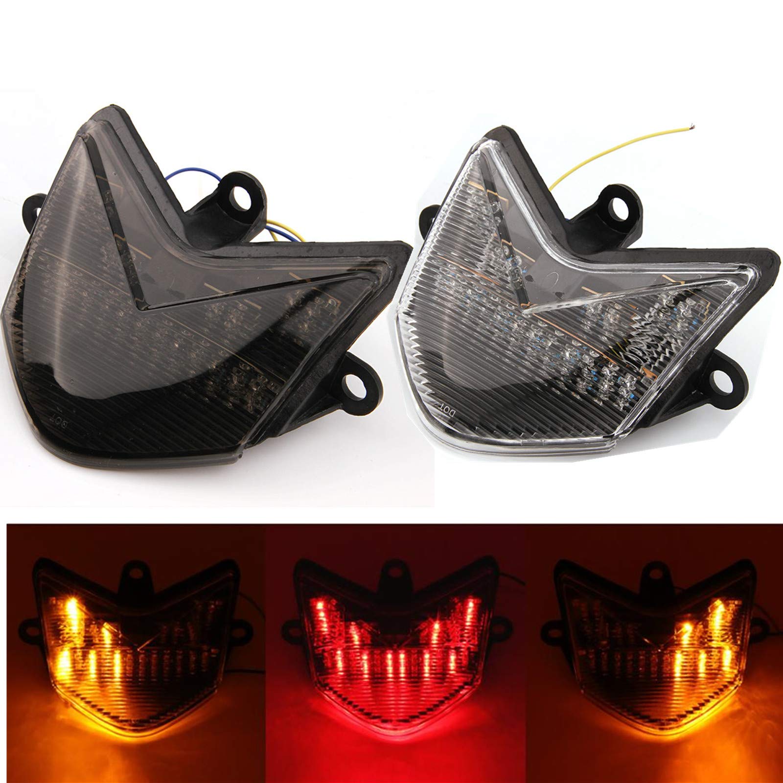 Moto Stop integrato LED Fanale posteriore Freno Indicatore di direzione lampeggiante per Kawasaki ZX10 / ZX10R 2004-2005 (Lente fumo)