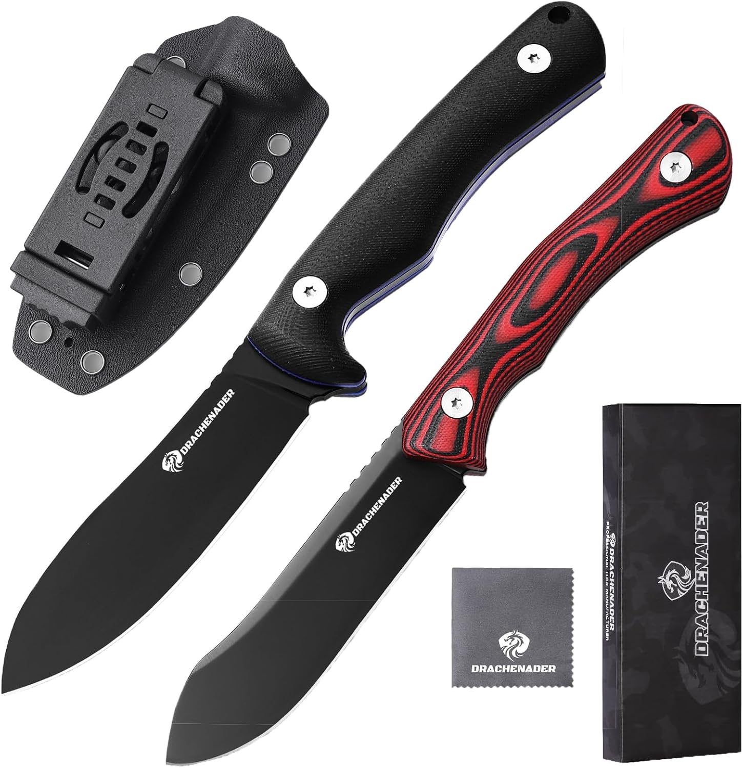 2-Piece D2 Steel Tactical Fixed Blade Knife Set