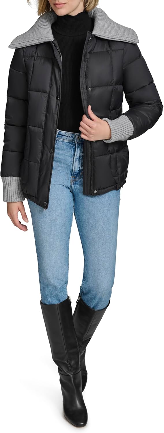 Andrew Marc Women's Quilted Cold Weather Puffer Coat With a High-low Hem - Image 2