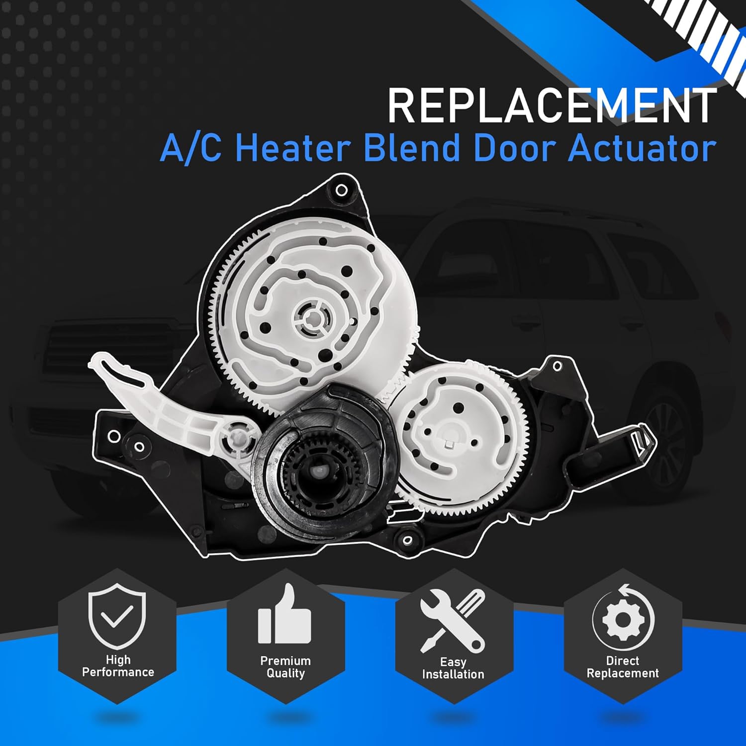 A/C Heater Blend Door Actuator Compatible with 2007–2021 Toyota Tundra 2008–2022 Sequoia HVAC Warm Air Mixing Damper Servo Motor Replaces 87106-0C140
