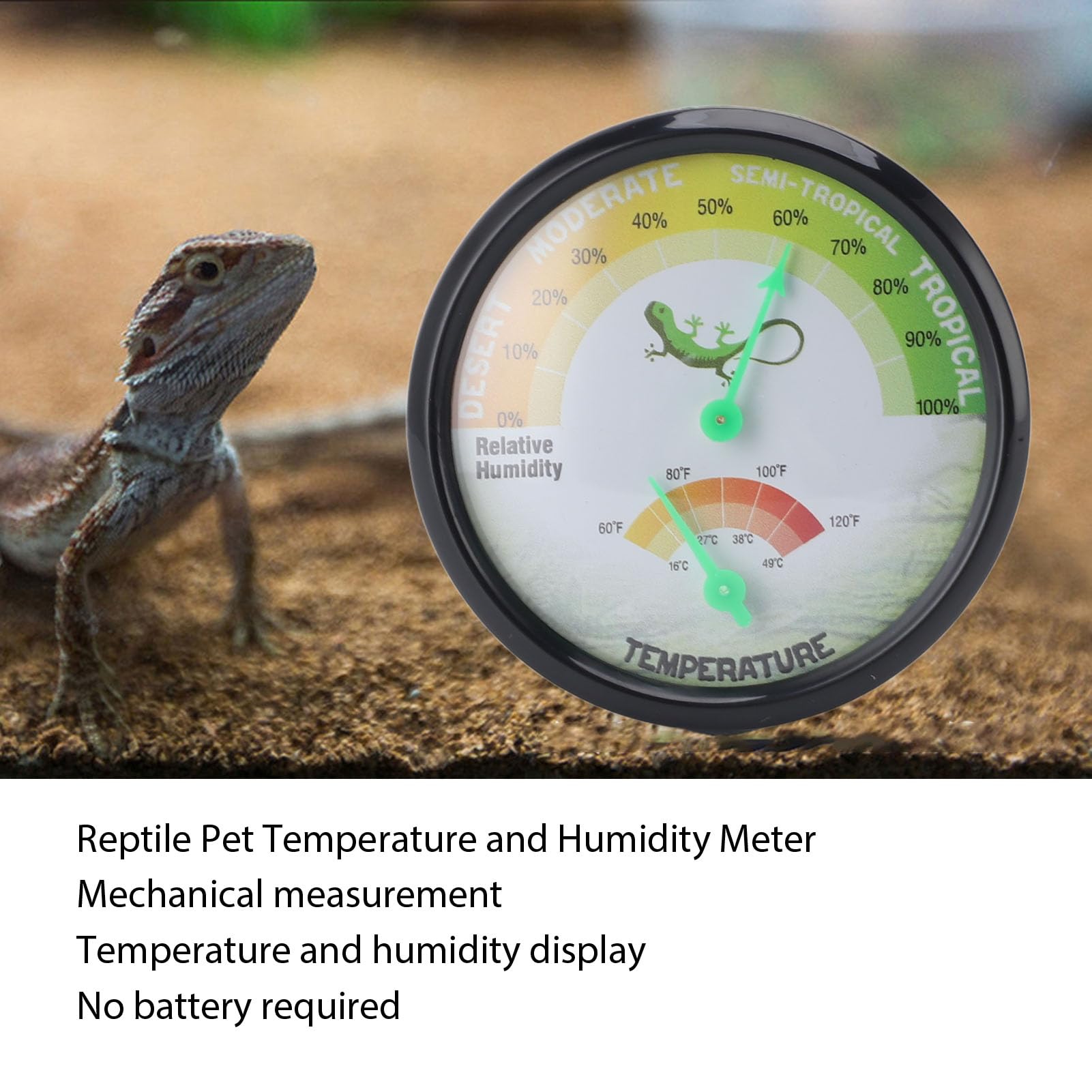 Pet Habitat Monitor Mechanical Thermo Hygrometer Dial - Temperature ...