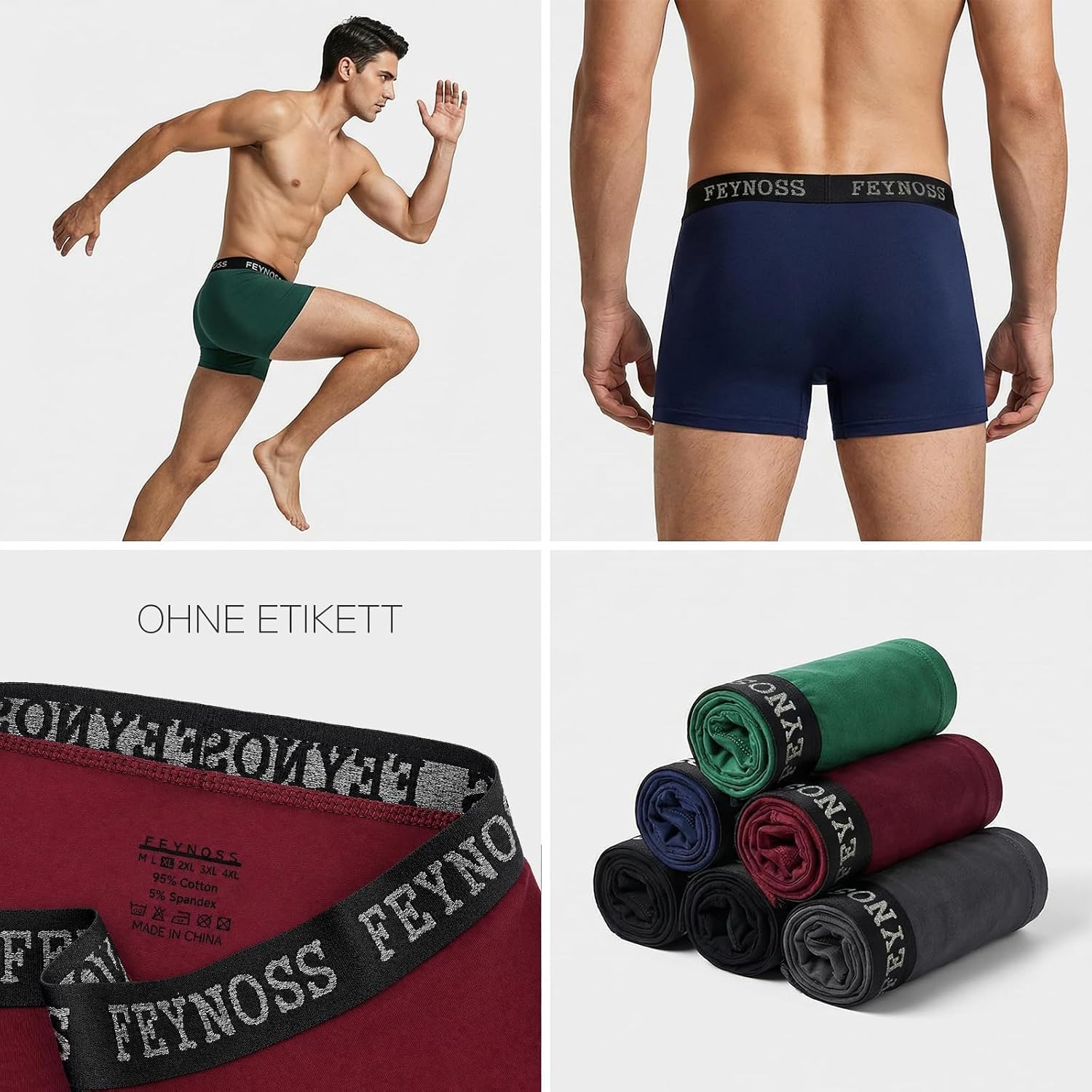 Boxershorts Herren 10er Pack | Baumwoll Unterhosen mit elastischem Bund, atmungsaktiv & ohne Etikett für Alltag und Sport M Set of 10, 5 Colours