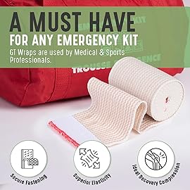 GT Premium Elastic Bandage Wrap (3 25 Pack) - Hook & Loop Fasteners at Both Ends - Latex Free Hypoallergenic Compression Roll - Reusable Bandages for Waist, Legs, Elbow & Knee Wrap