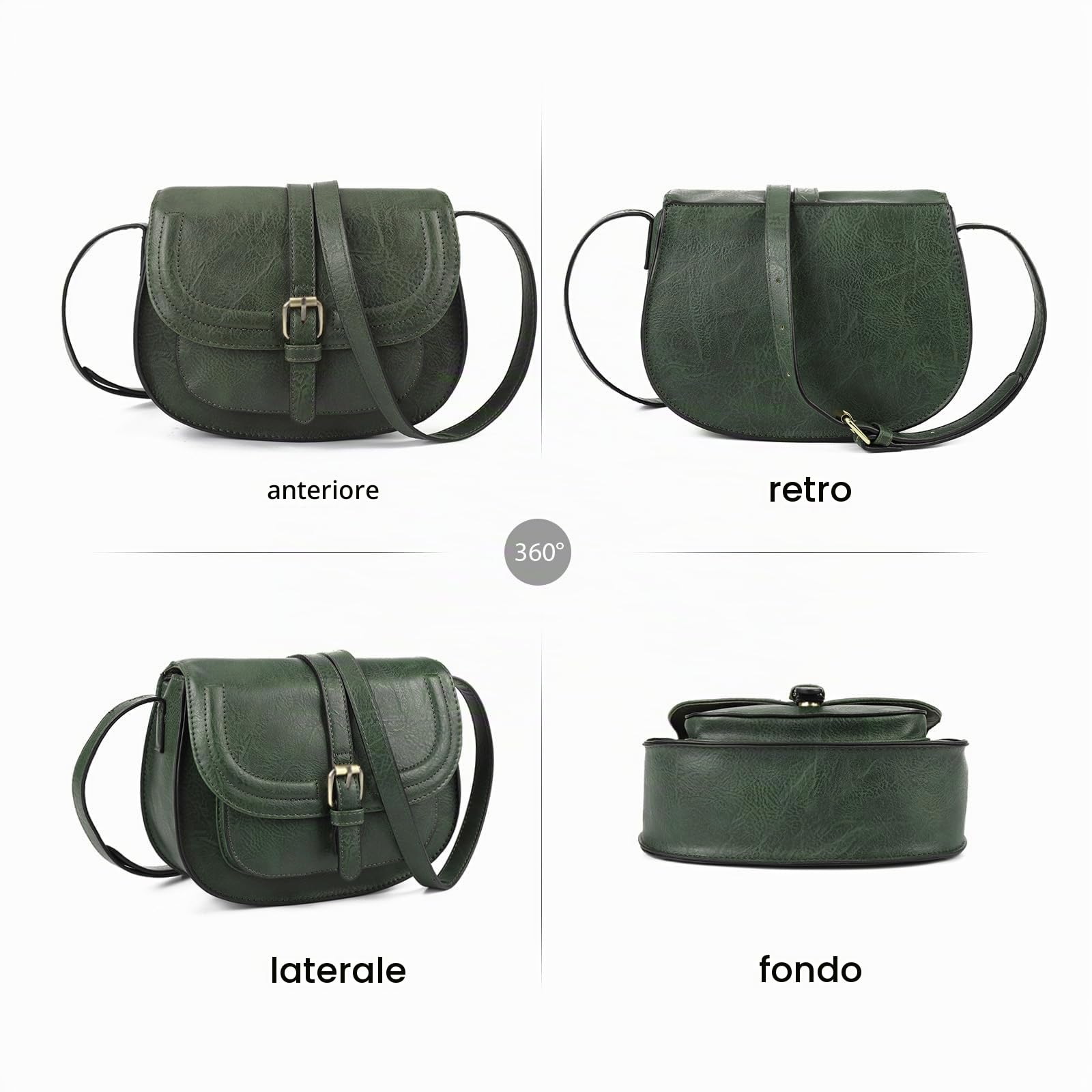 AFKOMST Crossbody Bag for Women Small Satchel and Shoulder Bag Vintage Saddle Handbags Vegan Leather
