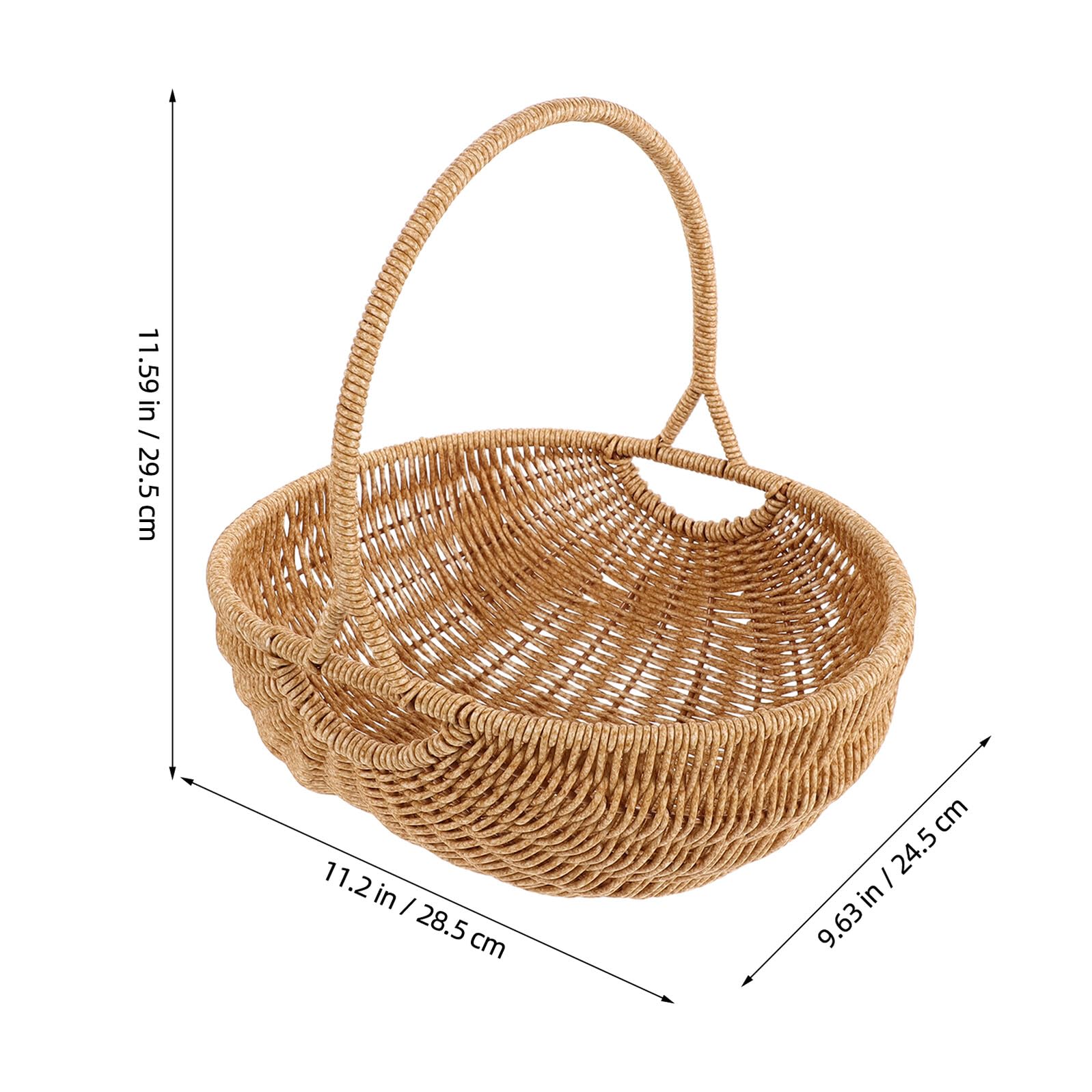 BESPORTBLE Cestino Intrecciato in Imitazione Rattan a Forma di Zucca Grande, Portaoggetti Multiuso da Cucina in Plastica Manico, Contenitore Leggero per Frutta, Verdura e Picnic, Organizer