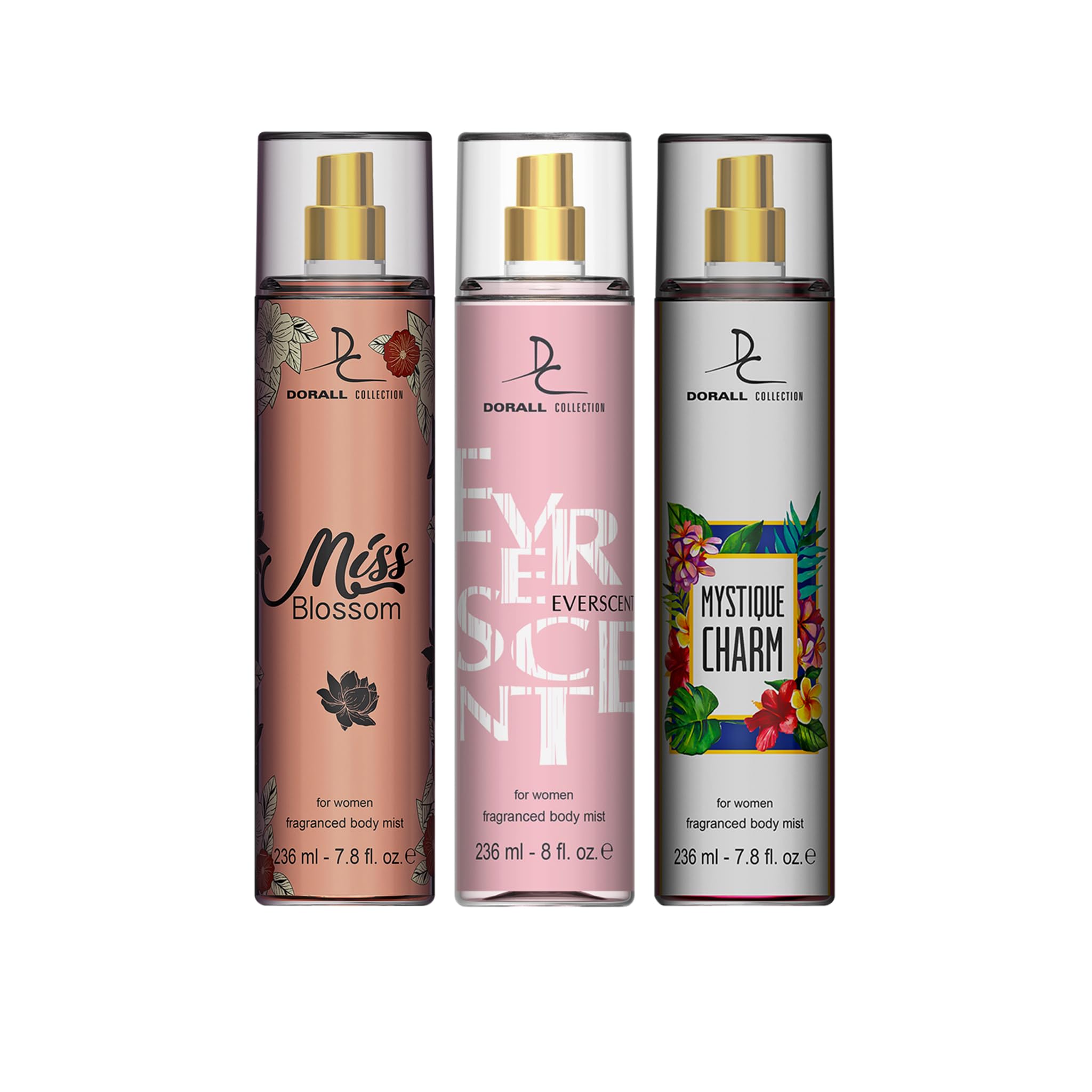 Dorall Collection Miss Blossom + Eversent + Mystique Charm Body Mist Set 236ml (Pack of 3)-image-14