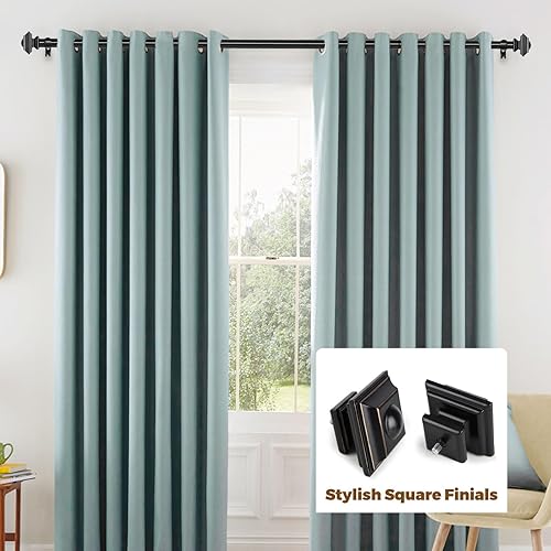 Miniatura 3 de KAMANINA Barra de cortina de 1 pulgada de 32 a 58 pulgadas (2.6-4.8 pies), barras de cortina negras para ventanas, barras de cortina individuales