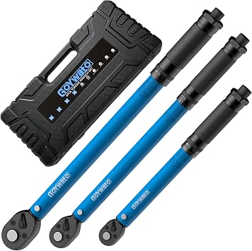 3-Piece Torque Wrench Set with 1/4" 3/8" 1/2" Wrench & Carry Case