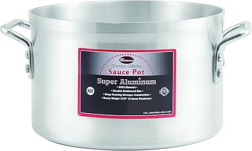 Winco USA Super Olla de aluminio para salsas, peso pesado, 8 cuartos de galón, aluminio