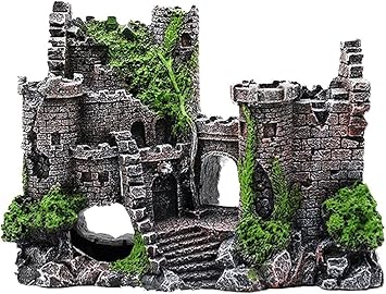 Aquarium Decoration Resin Castle - Fish Tank Supplies Accessories, Eco-Friendly Fish Tank Aquarium Ornament for Natural Looking (L-7 W-2.3 H-5)