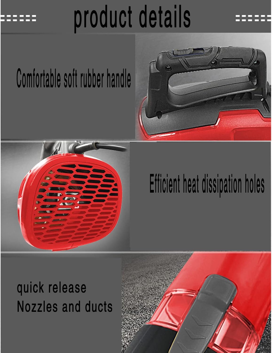 Handheld Leaf Blower, 3000W Electric Industrial Leaf Blower Blower, Blowing Down Leaves Machine Home dust Collector Sweeping Blower,0.3M